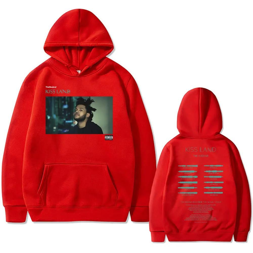 Fashion Streetwear Sportwear Weeknd Kiss Land Double Sided print men‘s Autumn fleece Hoodie Long Sleeve clothes