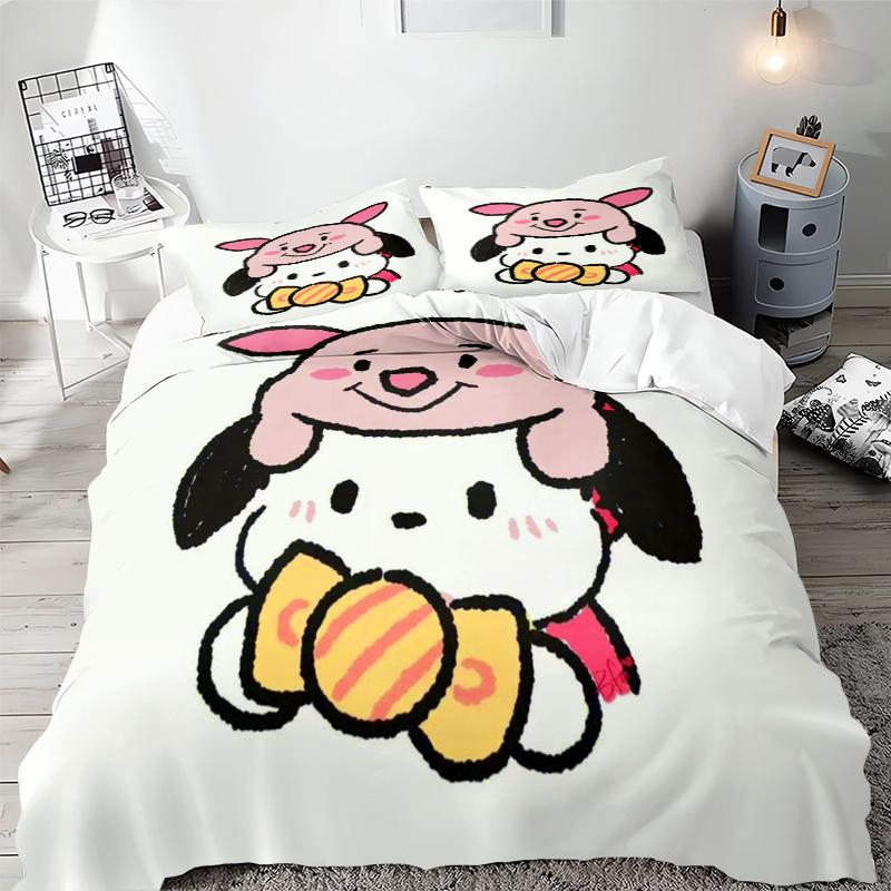 

Sanrio Милые комплекты постельного белья Pochacco Пододеяльник Покрывало Наволочка Набор из 2-3 предметов Комната Домашнее украшение EU Single 135x200cm