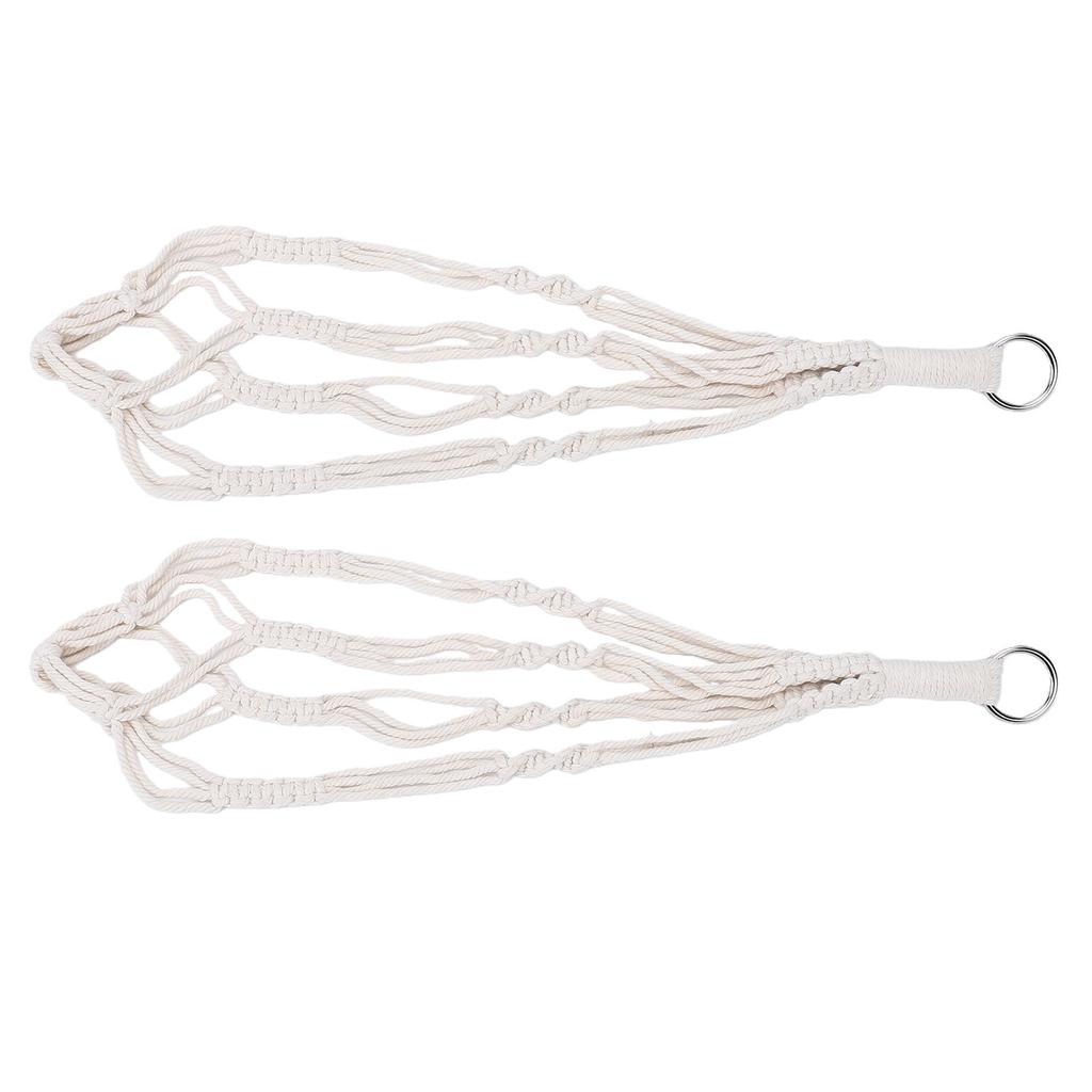 2PCS Woven Plant Hanger 21.65 Inch Boho Hanging Planter Holder Cotton Rope with Metal Hooks Iron Rings White Rope