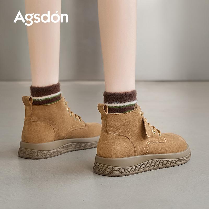 Augustine Brown Martin Boots Women's 2025 New Autumn Platform British Style Big Yellow Boots Medium Tube Lace-up Short Boots