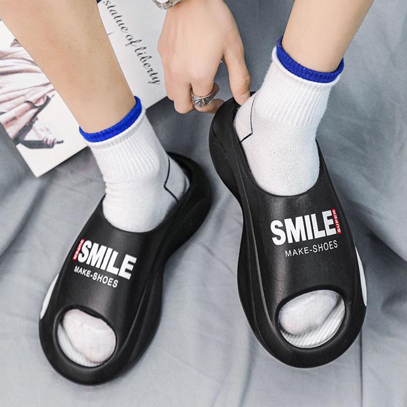 

Новые мужские сандалии из ЭВА, шлепанцы с цветными блоками, повседневные легкие нескользящие тапочки, обувь с открытым носком для дома и улицы, пляжные тапочки 46-47 чёрный