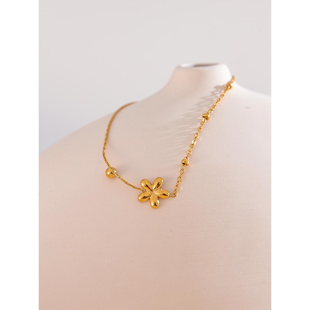 Yhpup New Flower Chain Chic Charm Fashion Bracelet Bangle Golden Stainless Steel Wholesale Jewelry 18K PVD Plated Waterproof