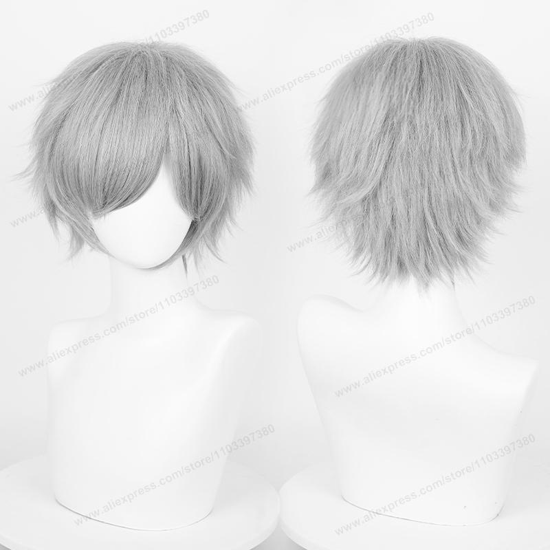 Anime 30cm Short Straight Cosplay Wig Black White Green Brown Purple Blue Gray Red Gold Man Women Heat Resistant Synthetic Hair