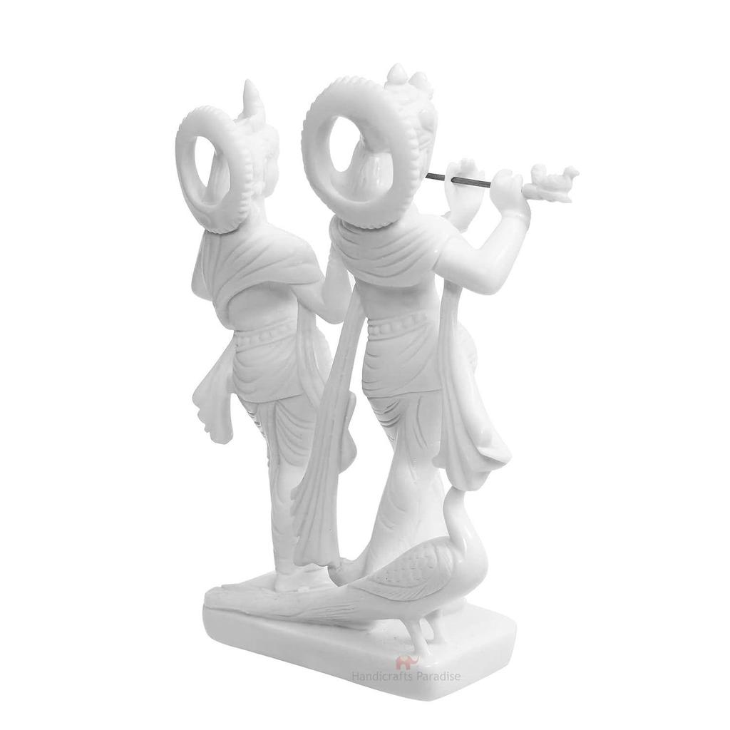 Paradise Marble Carved in Radha Krishan Figurine (Wm15048, White, Standard Size)