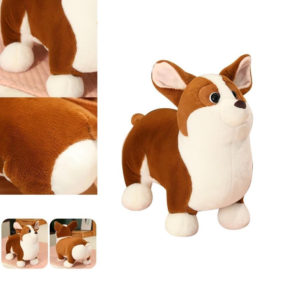 Cute Plush Corgi Dog Toy Soft And Huggable Stuffed Animal For Kids And Pets Brown And White Color 23cm