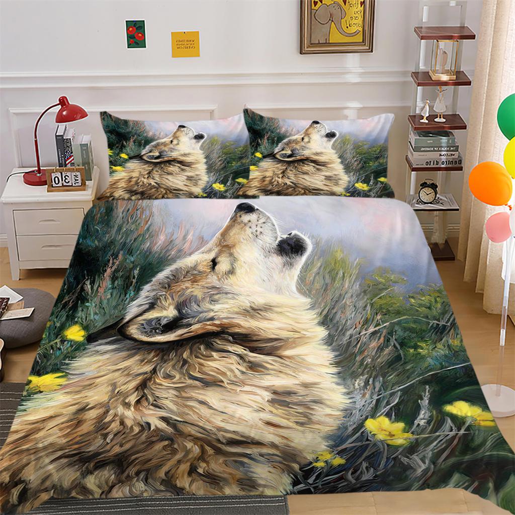 Bed Set Cover Lion Wolf Quilt Cover Set Comforter Cover Set Bedding Sets