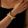 Gold Color Punk Irregular Metal Geometric Wide Bracelets for Women Men Vintage Smooth Twisted Cross Cuff Bangles Party Jewelry