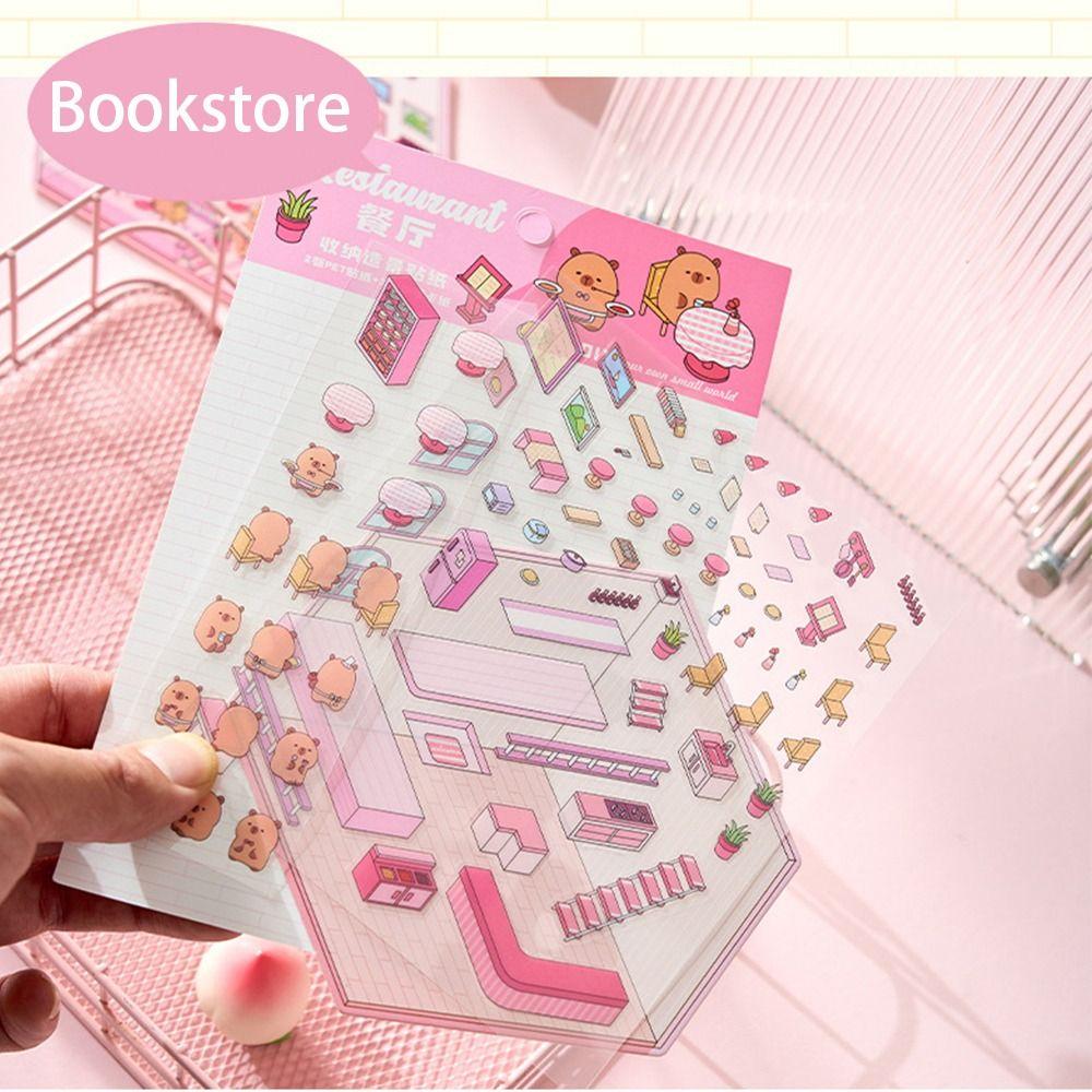 3D Visual Stacking Sticker Capybara Notebook Sticker Cartoon Miniature Scene 3D Stickers