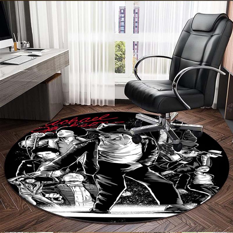Michael Jackson Print Round Rug, Washable Floor Carpet, For Entryway Dorm Laundry Room Office Study, Home Decor Birthday Christmas Gift