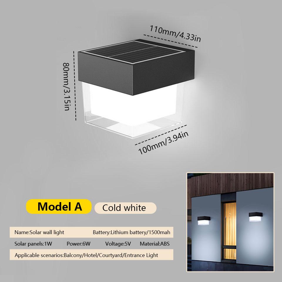 1Pc  LED Wall Lights Outdoor Solar Lamp  Solar Powered Sunlight Street Light Garden Courtyard Waterproof Wall Light
