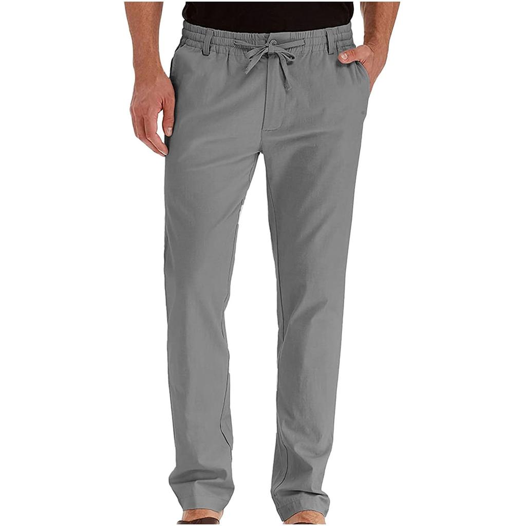 Macacão masculino com cordão, calças casuais com vários bolsos, calças de caminhada, calças de sarja de algodão