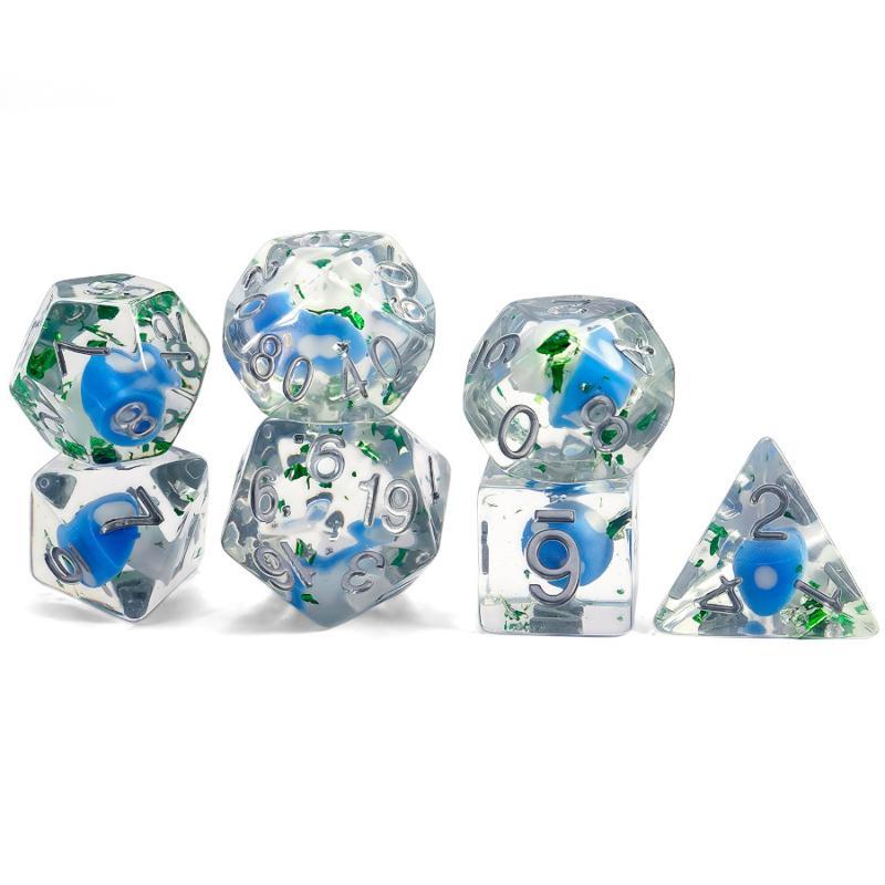 7Pcs Polyhedral Acrylic Dice Set Adorable Duck Print D4 D6 D8 D10 D12 D20 for Tabletop Role Playing Games
