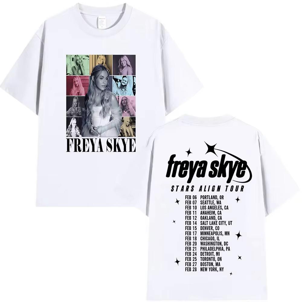 Nadměrné tričko s potiskem Freya Skye Tričko z tour Descendants World War Z Bavlna Streetwear Y2k Pánské Koncertní tričko Descendants Tričko na hudební festival