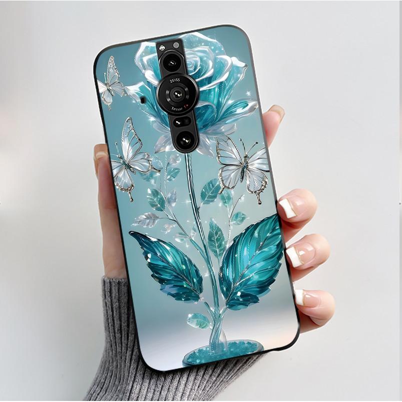 Printing Pattern Case For Sony Xperia Pro-I Fundas Soft Silicone Black Shell Cover Cute Flower Cartoon Casing Capa Coque