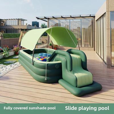 Kids' Inflatable Sunshade Pool with Thickened Walls - Foldable, Automatic, Multi-Use for Swimming and Ball Play