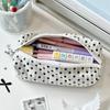 Korean Polka Dot Design Pencil Case Large-capacity Soft Touch Stationery Pouch Pen Bag Gift