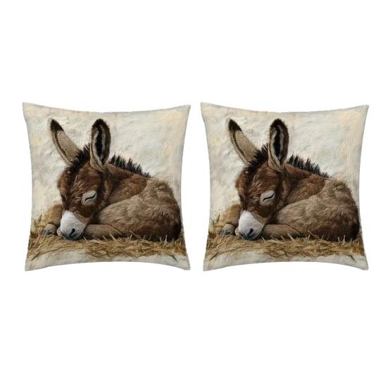 

1/2 шт. Наволочка на декоративну подушку з візерунком віслюка, знімна, придатна для прання, чохол на подушку для дивана, 2D-друк, наволочка, універсальний домашній декор 2pcs