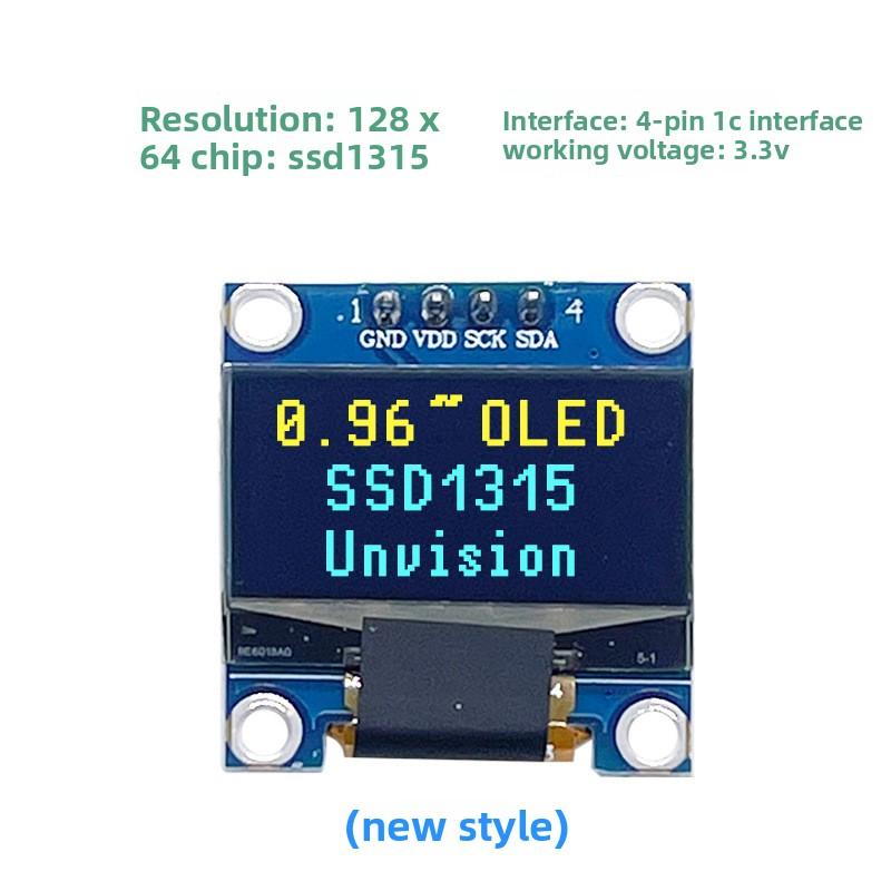 0.96 Inch OLED Display Module, 12864 Monochrome Screen SSD1315, 4Pin IIC 7Pin SPI Interface