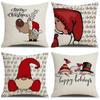 New Cartoon Christmas Linen Pillow Cover Elk Snowman Series Cushion Holiday Home Decoration