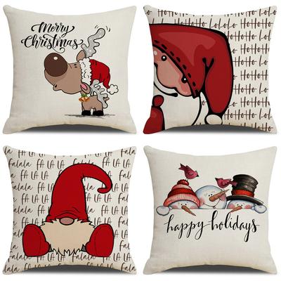 Neue Cartoon Weihnachten Leinen Kissenbezug Elch Schneemann Serie Kissen Feiertags-Heimdekoration