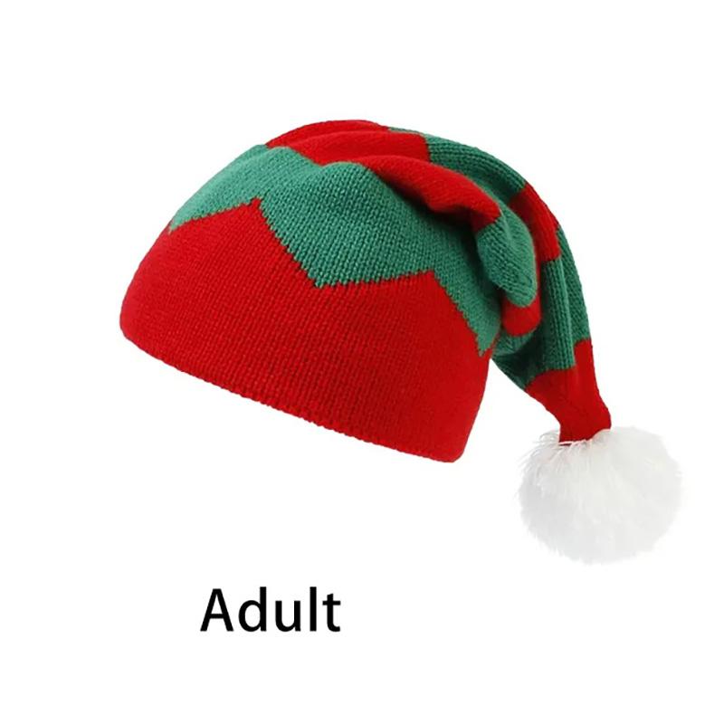 Parent-Child Christmas Hat Big Pompom Mother Kids Knit Beanie Cap Winter Warm Infant Bonnet Girls Boy Xmas Gift Baby Accessories