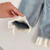 Girls' Sweet Korean Style Lace-Trim Elastic Waist Jeans