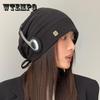 Women's Autumn and Winter New Button Pullover Cap Windproof Ear Protector Stack Cap Casual Cap