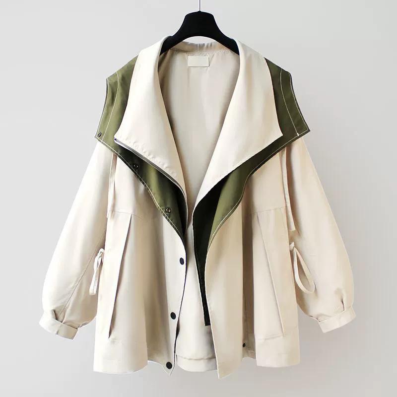Giacca a vento elegante e casual per primavera e autunno con coulisse in vita Cappotto