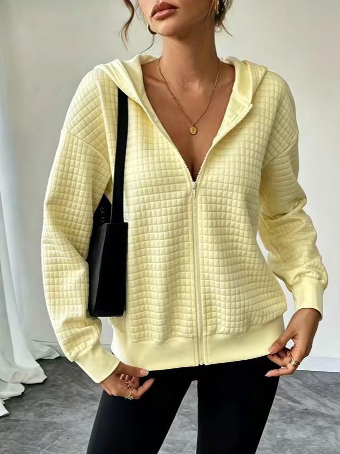 Damen Freizeit Vielseitige Farbe Reißverschluss Kapuzenjacke für den Alltag und Outdoor-Aktivitäten