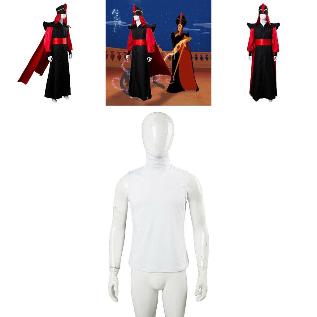 Luxurious Jafar Cosplay Robe Cloak Cape Hat Wizard Outfit For Halloween Events