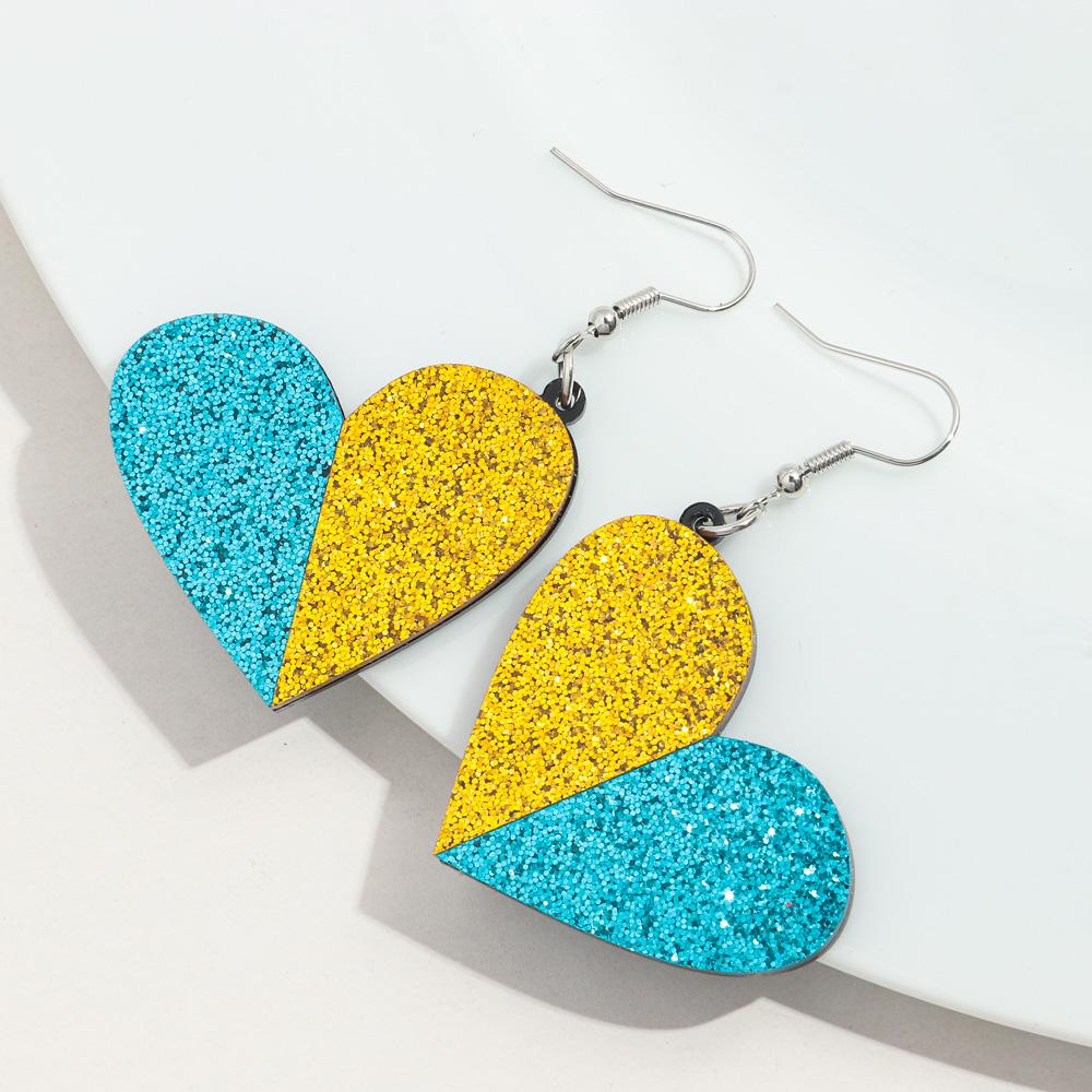 New Valentine's Day Heart Acrylic Earring for Women Creative Gold Powder Dual Color Love-Shape Drop Earrings Trendy Jewelry Gift