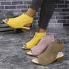 New European and American Style Plus Size Knitted Chunky Heel Women's Sandals, Foreign Trade Women's Slip-On High Heel Sandals, Women Shoes