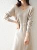 MARIA MARFA Fluffy Knit Maxi Perfect for Fall and Long and Perfect for Fall and Size V-neck, Dress, Length, Elegant, Winter. Sleeves, Elegant,