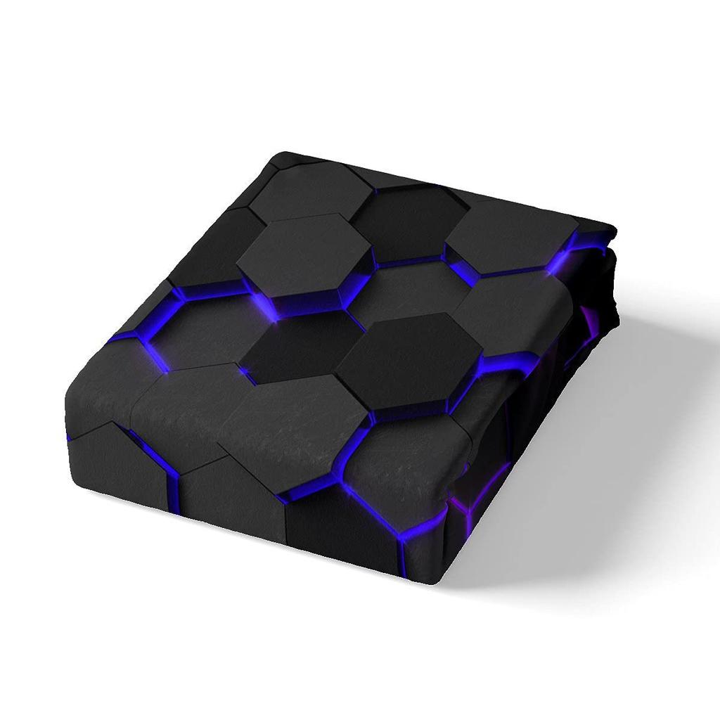 Pink Blue Neon Light Three-Piece Quilt Cover Digital Printing Bedding Set Honeycomb Bed Cover