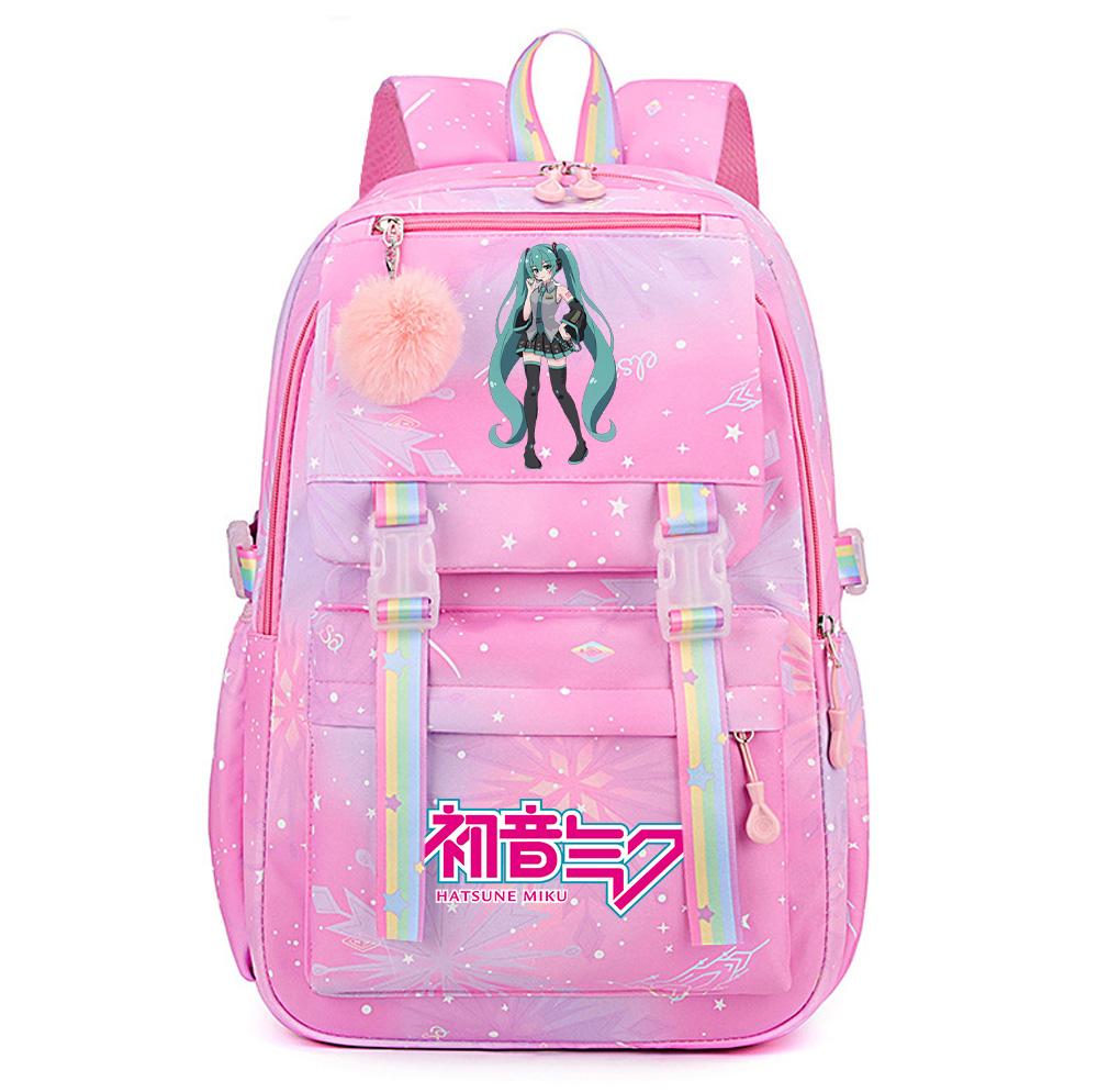 Anime Anime Hatsune Miku Bedruckter Rucksack mit großem Fassungsvermögen, wasserdicht, für Teenager, Schüler, Mädchen, Jungen, Schultasche, Büchertasche, Reisetasche
