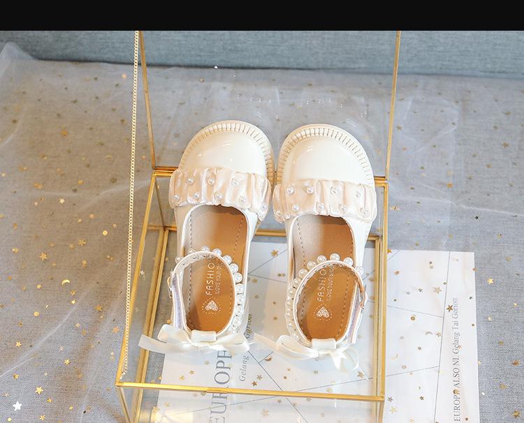 2022 Autumn Girls' Pearl Patent Leather Mary Jane Shoes - Soft Sole for Little Princess