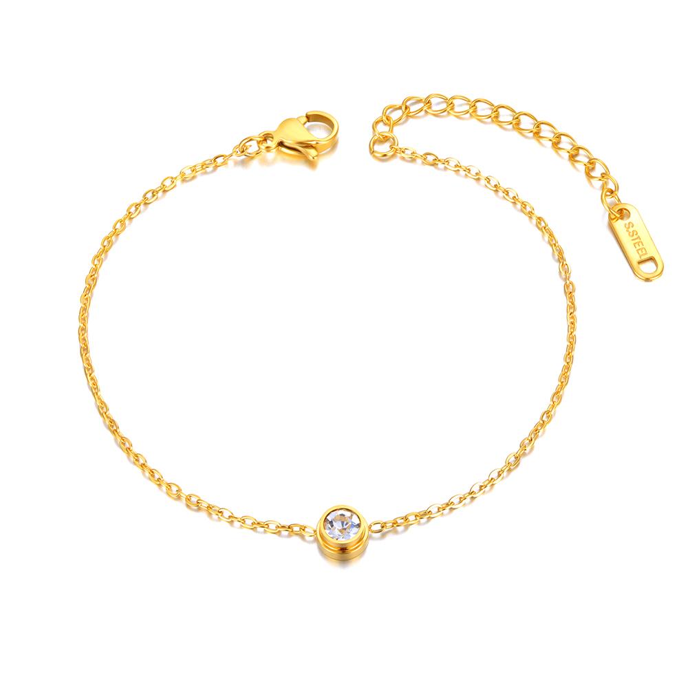 Lokaer Titanium Stainless Steel Round CZ Crystal Charm Choker Necklaces For Women Girl Trendy Rhinestone Pendant Necklace N20253