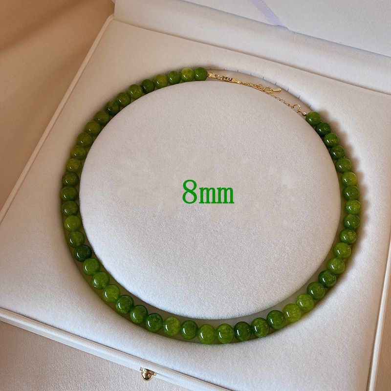 Olive Green Agate Beaded Necklace - Luxurious and Elegant Collar Chain - Emerald Green Agate Necklace