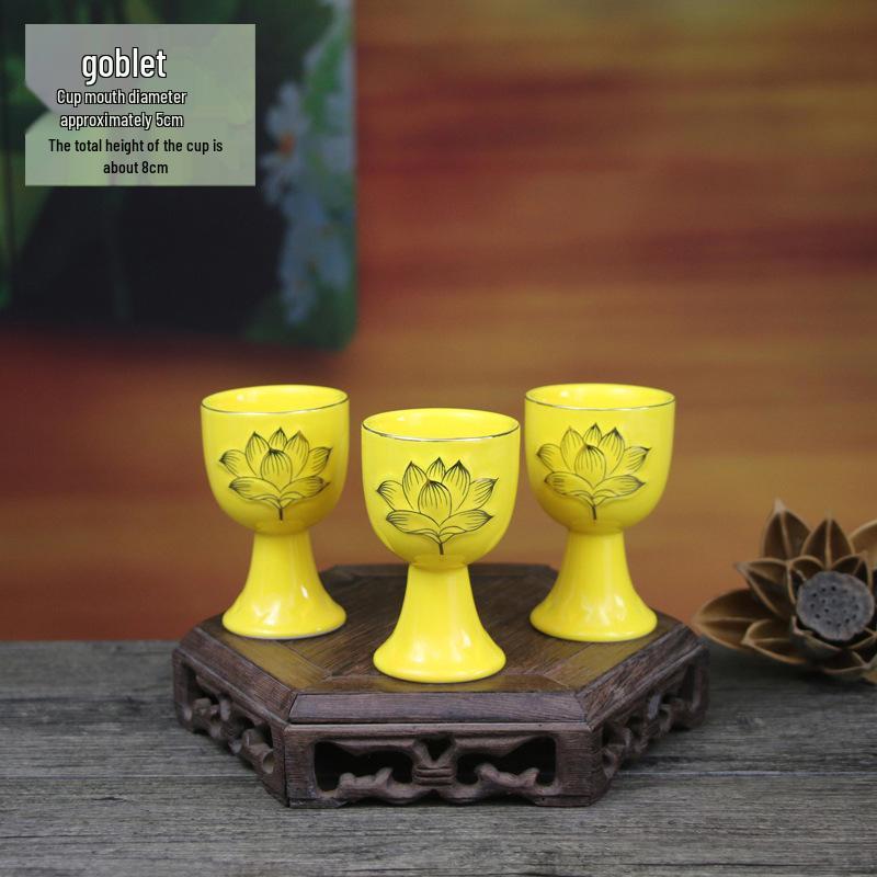 Keramische Opferbecher für Buddha, Guanyin und den Gott des Reichtums - Klein, Perfekt für Weihwasser und zum Anziehen von Reichtum.