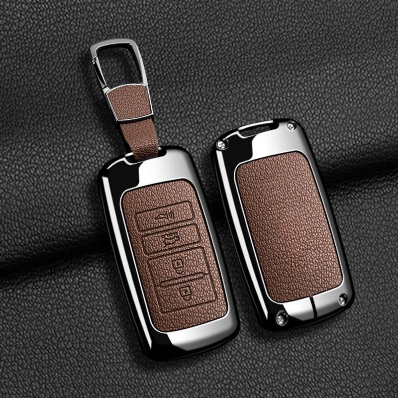 Zinc Alloy Leather Car Smarte Remote Key Case Holder Cover Chain for Kia Sorento K900 K7 Cadenza 4 Button Accessories