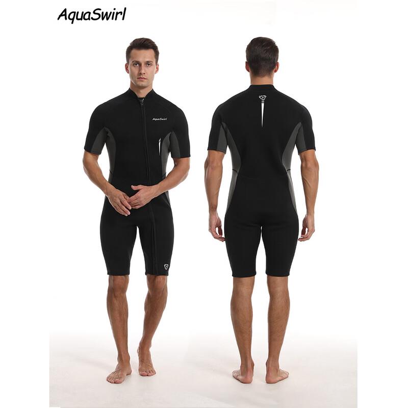 AQUASWIRL Мужской короткий гидрокостюм-монокостюм 2 мм L чёрный