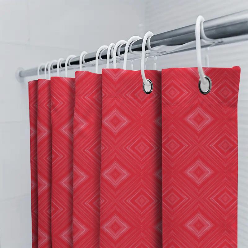 Bright Red Pink Diamond Pattern Shower Curtain Waterproof Fabric Decorative Bath House Bathroom Decoration Size 72X84 Inches (18