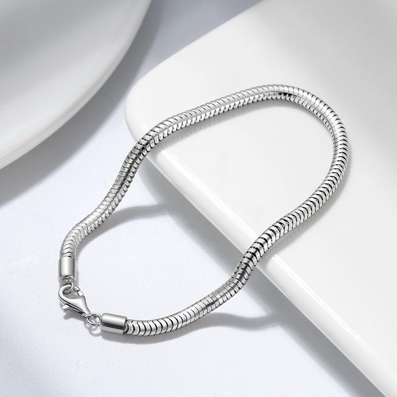 ORSA JEWELS 100% 925 Sterling Silver Italian Snake Chain Bracelet for Women Men Handmade 3mm Snake Chain Fashion Jewelry SB100