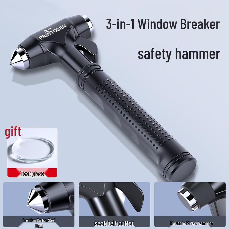 Lieve Car Safety Hammer Window Breaker with Seatbelt Cutter (2-Pack)