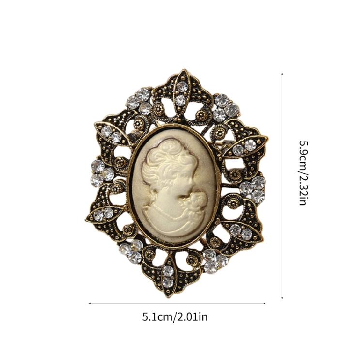 Classical Cameo Portrait Brooch Retro Filigree Design With Sturdy Alloy Women's Clothing Accessory For Gift Giving