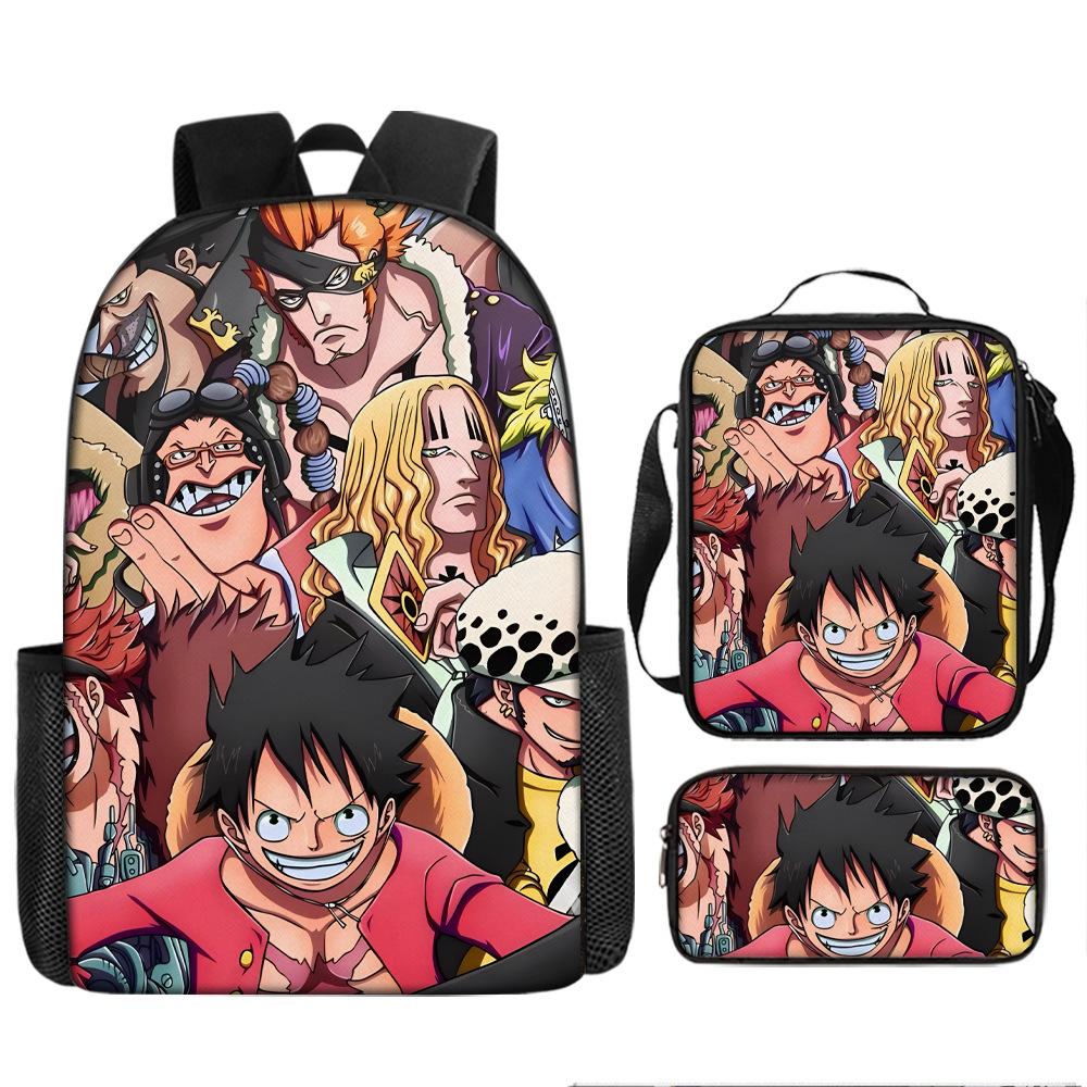 Animation ONE PIECE schoolbag three-piece play peripheral backpack large capacity middle school student outdoor campus computer bag