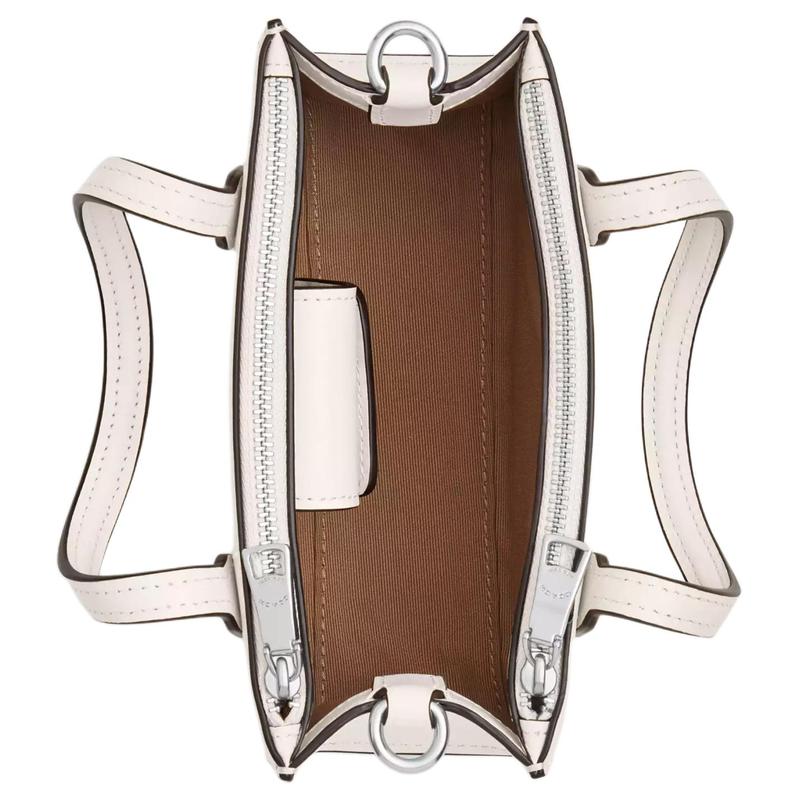 COACH Nina 17 Tonal Logo Magnetic Snap Refined Calf Leather Shoulder Crossbody Handbag Small Women's Silver with White