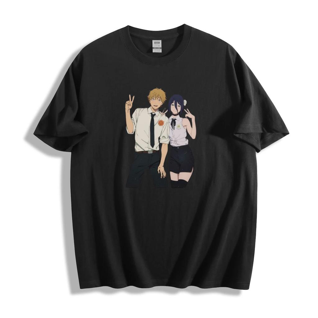 Anime School Couple Graphic T-Shirt - Casual Youthful Design Unisex Tee