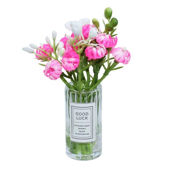 Miniature Flower Vase for Dollhouse, Mini Floral Vase Figurine, Tiny Clear Plants Vase Model, 1/12 Scale Dollhouse Decor Accessories