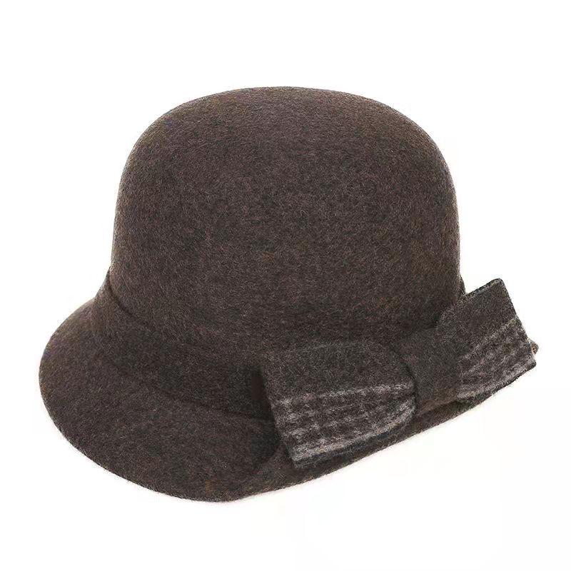 Miyu Sifei Women's Winter Wool Fluffy Checkered Foldable Fisherman Hat